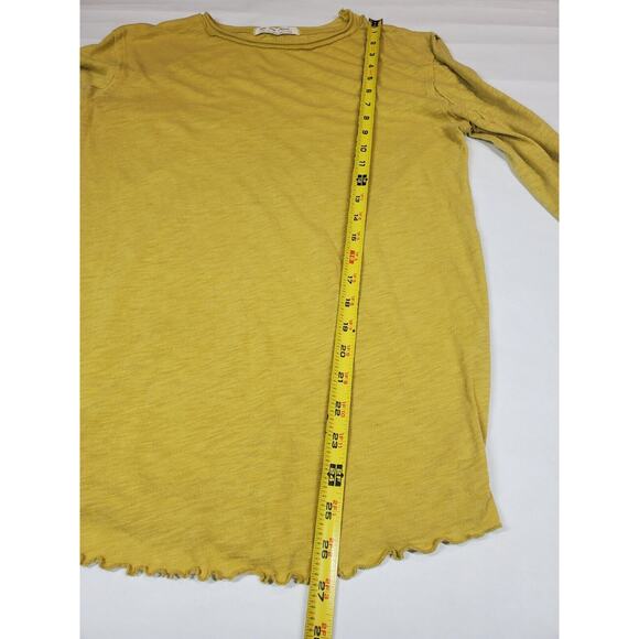 Free People Womens Large Be MY BABY Long Sleeve Tee Top Lightweight Lettuce Hem - Picture 10 of 11